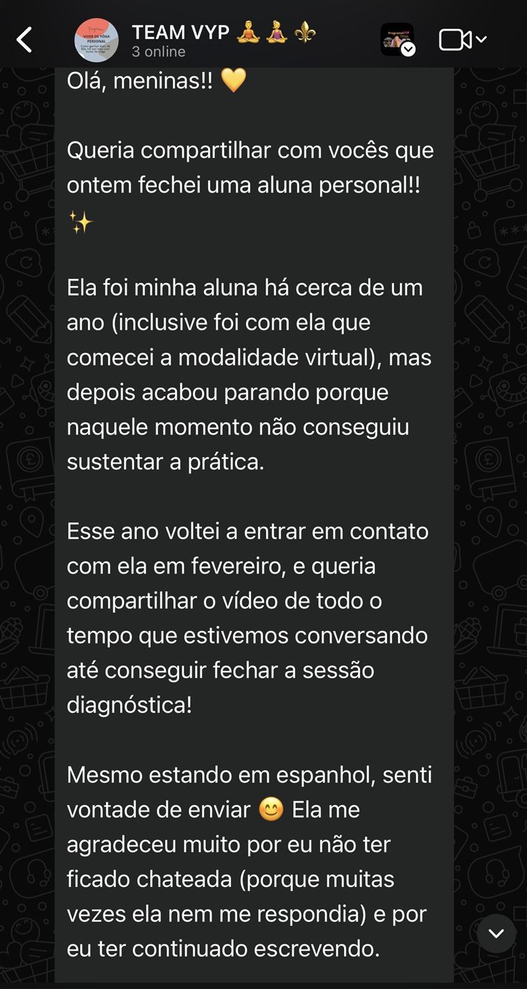 Print: aluna que havia parado há um ano voltou a fechar aulas
